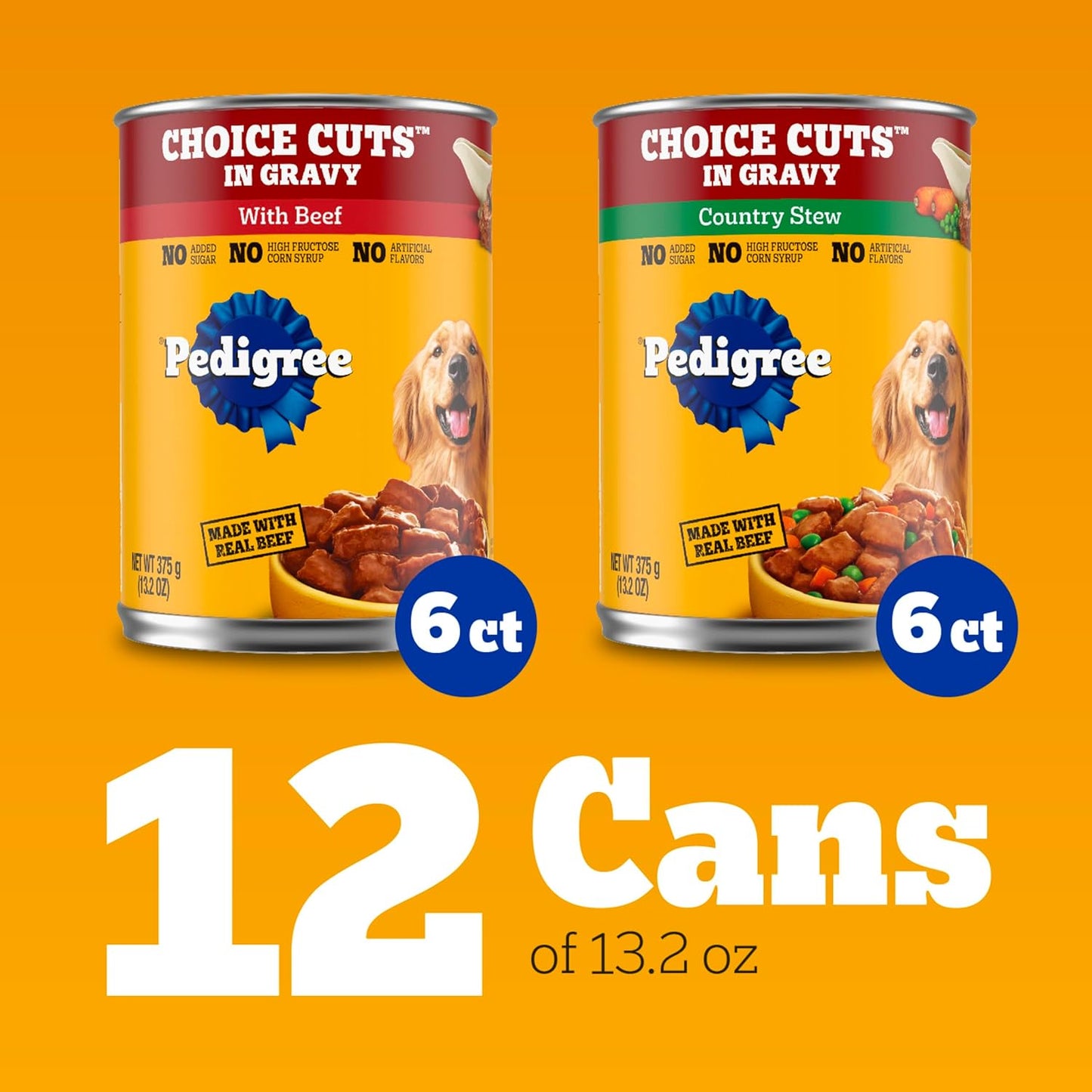 Pedigree Choice Cuts In Gravy Adult Canned Wet Dog Food With Beef Multipack, 13.2 oz. Cans (12 Count, Pack of 1)