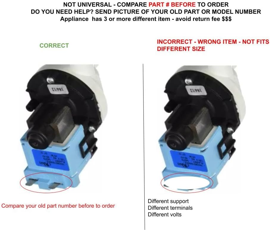 Compatible with GE Dishwasher DRAIN PUMP MOTOR WD26X10039 WD26X10024 WD26X10030 WD26X10037