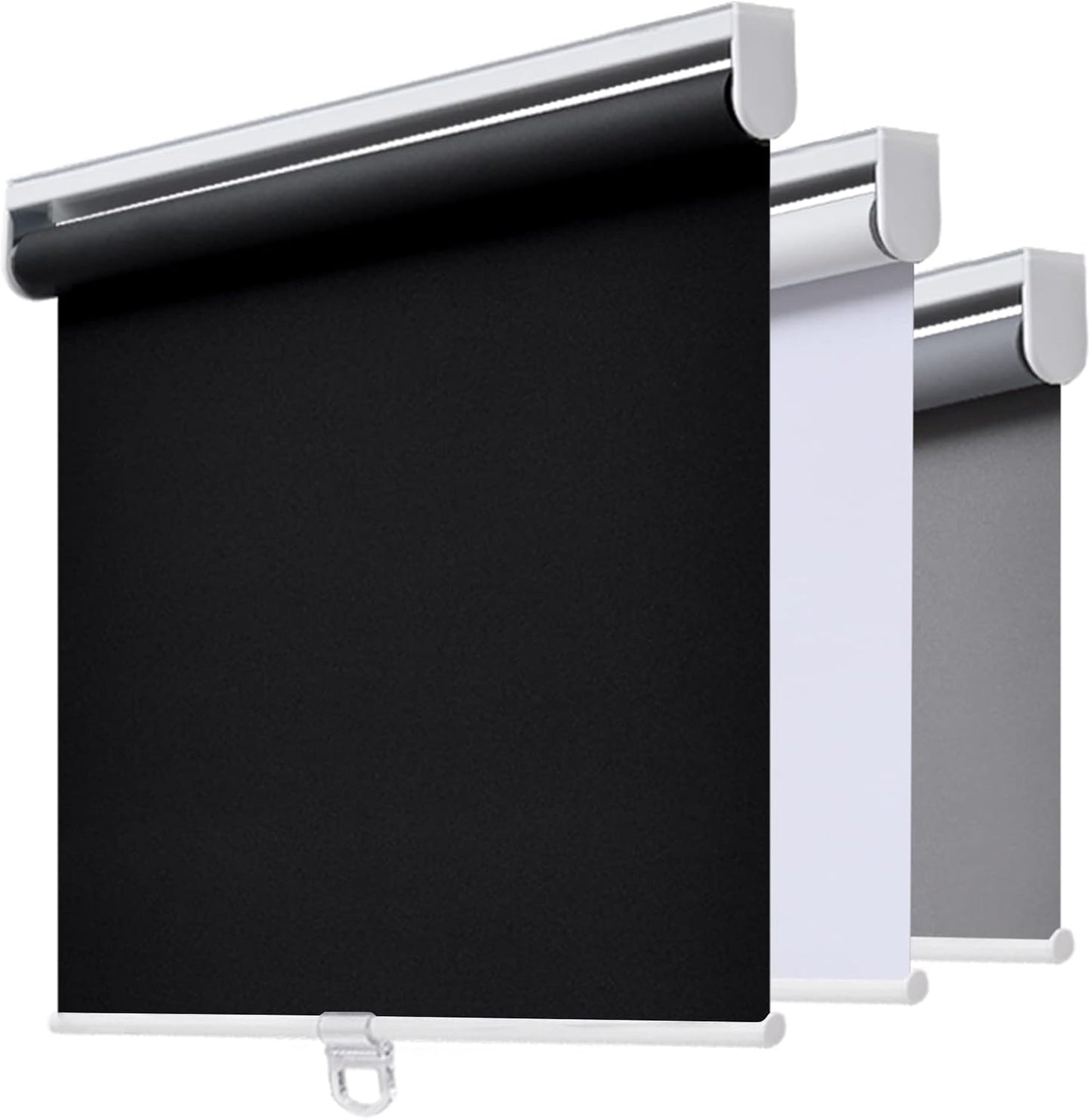 AOSKY Cordless Roller Shades Blackout Blinds for Windows Room Darkening Rolled Up Shades with Spring System, UV Protection Window Shades Door Blinds for Home and Office (34" W x 72" H, Black)