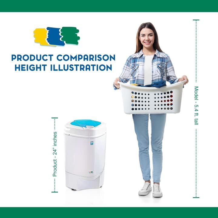 The Laundry Alternative Ninja Spin Dryer - Portable for Clothes, 3200 RPM With High Tech Suspension System - for Apartments, RV Travel - Emerald