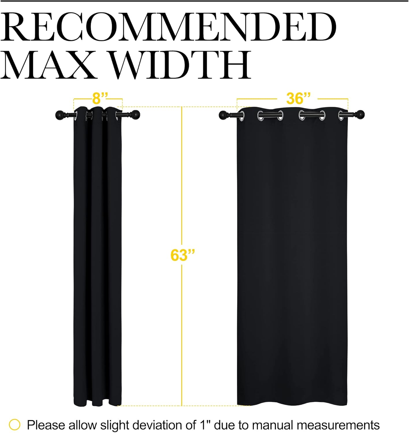 NICETOWN Halloween Pitch Black Solid Thermal Insulated Grommet Blackout Curtains/Drapes for Bedroom Window (2 Panels, 42 inches Wide by 63 inches Long, Black)
