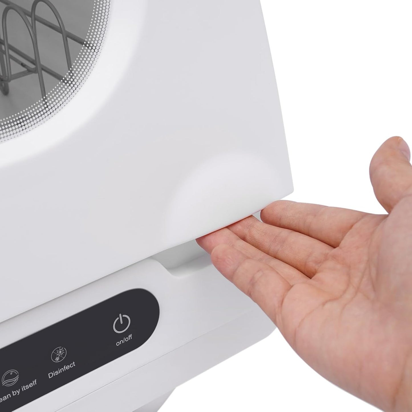 Portable Mini Dishwasher, Countertop 1200W Compact Five Washing Programs 5L Built-in Water Tank High Temperature Water (72℃) Rotating Spray for Dorm Full Panel Control, Apartments& RVs, White