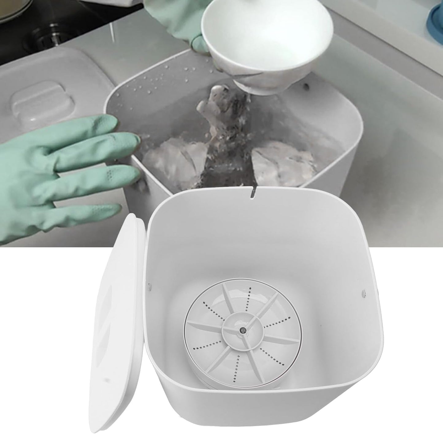 Mini Dishwasher, 2000mah ABS PC 8.5V 2A Portable Countertop Dishwasher Timed Shutdown for Apartment (White)
