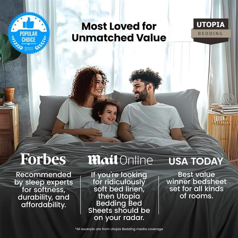 Utopia Bedding Queen Bed Sheets Set - 4 Piece Bedding - Brushed Microfiber 100% Polyester - Shrinkage and Fade Resistant - Easy Care (Queen, Grey)