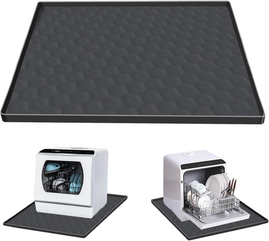 Dishwasher Drain Pan Mat with Raised Edge 24''x20'',Non-Slip Silicone Dishwashers Drain Pan Floor Mat,Anti-Leakage Dish washer Tray for Mini Dish washers,Small Kitchen Countertop Appliance