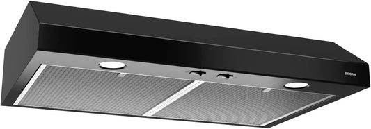 Broan-NuTone BCSD130BL Glacier 30-inch Under-Cabinet 4-Way Convertible Range Hood with 2-Speed Exhaust Fan and Light, Black