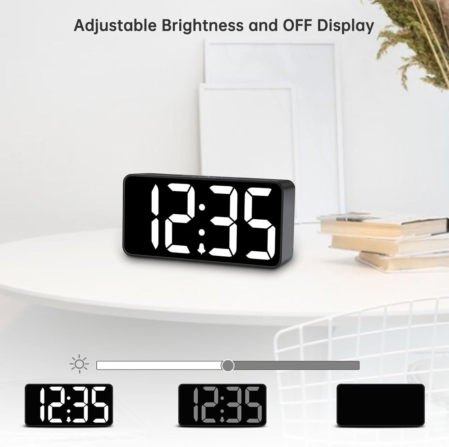 DreamSky Small Digital Alarm Clock for Bederoom, Large Big Numbers Display with Brightness Dimmer, Electric Bedside Desk Clock with USB Charging Port, Adjustable Alarm Volume, 12/24H, Snooze