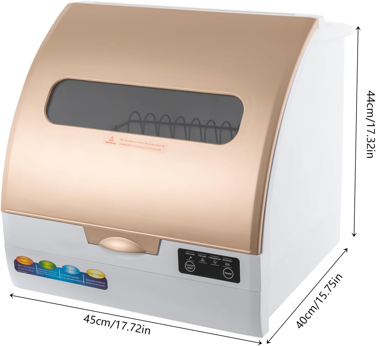 900W Portable Countertop Dishwasher with 4Programs,360° Dual Spray 162℉ High-Temp& Air-Refresh Function and Touch Screen for Small Apartments, Dorms and RVs,No Hookup Needed