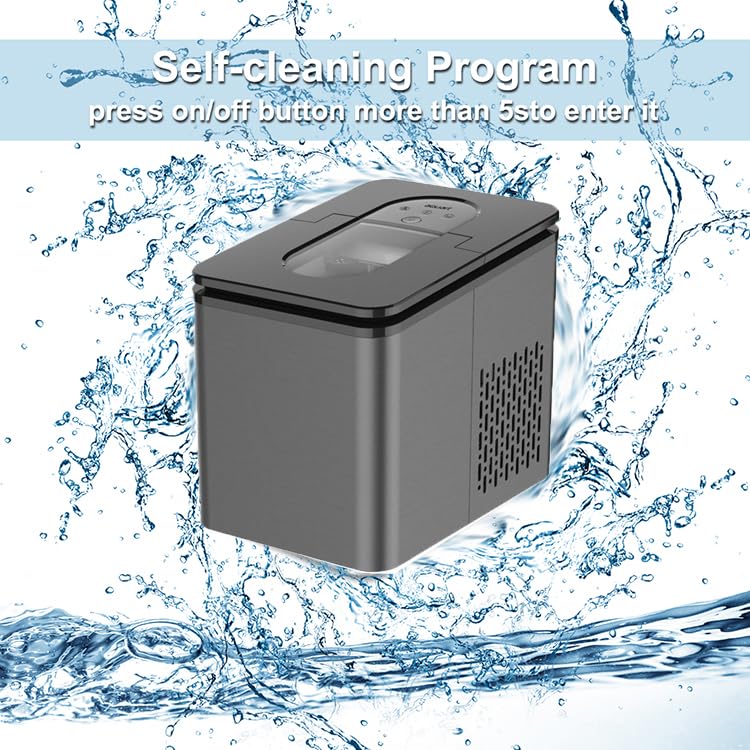 Ice Makers Countertop, Portable Ice Makes 27 lbs in 24 hrs - 9 Ice Cubes Ready in 5-7 Mins, Ice Maker Machine with Self- Cleaning Function with Ice Scoop and Basket