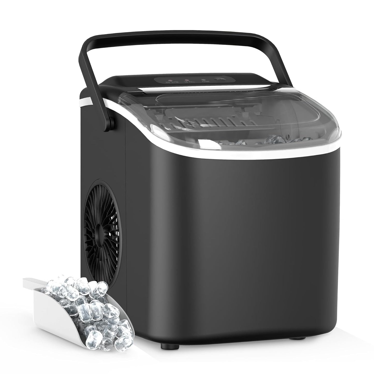 HealSmart Ice Maker for Countertop, 26lbs Ice/24Hrs, 9 Ice Cubes Ready in 6 Mins, Self-Cleaning Feature, Ice Spoon and Basket Included, for Home, Kitchen, Camping, Party, Black New