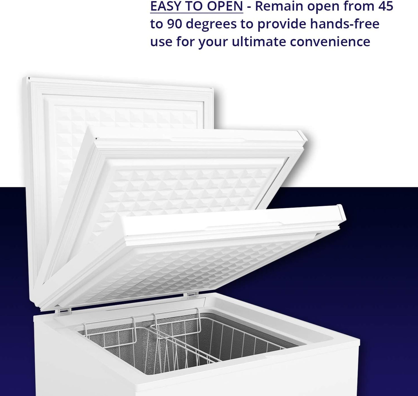 Northair Chest Freezer - 3.5 Cu Ft with 2 Removable Baskets - Reach In Freezer Chest - Quiet Compact Freezer - 7 Temperature Settings - White