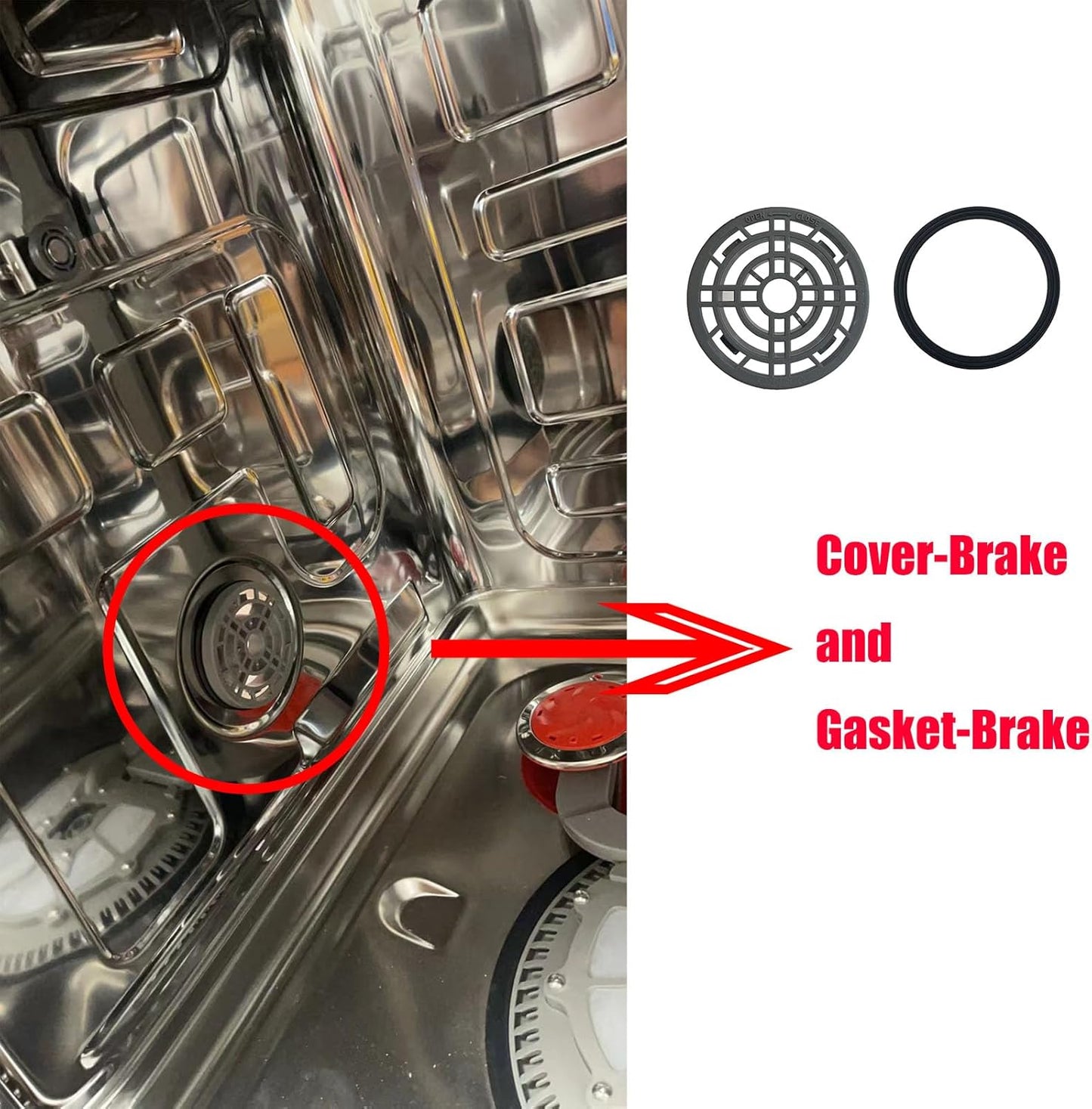 DD63-00073A Cover-Brake and DD63-00072A Gasket-Brake For Samsung Dishwasher DW80R5060 DW80R5061 Series （Match for DD81-02139A X 001)