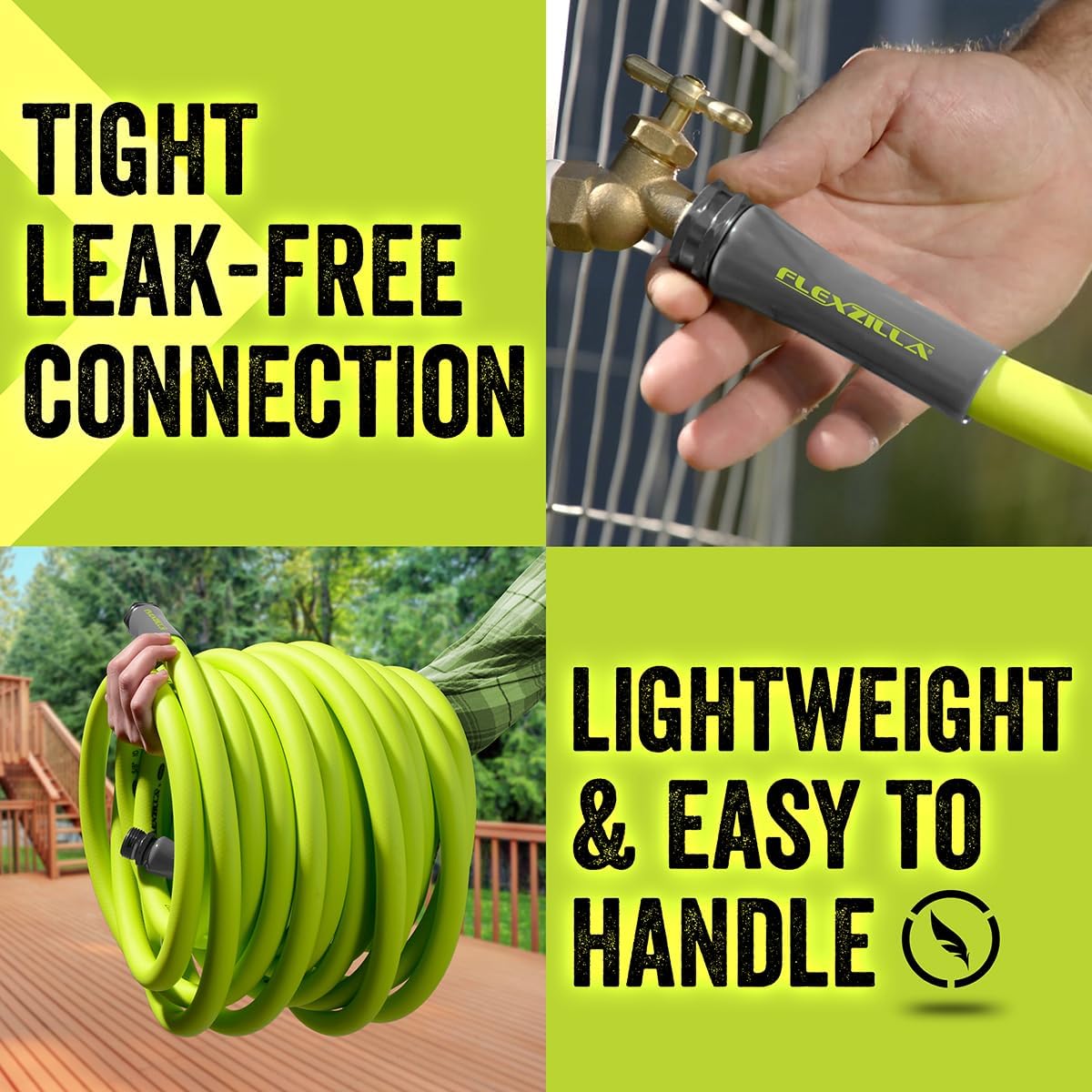Flexzilla Garden Hose 5/8 in. x 50 ft, Heavy Duty, Lightweight, Durable, ZillaGreen - HFZG550YW-E