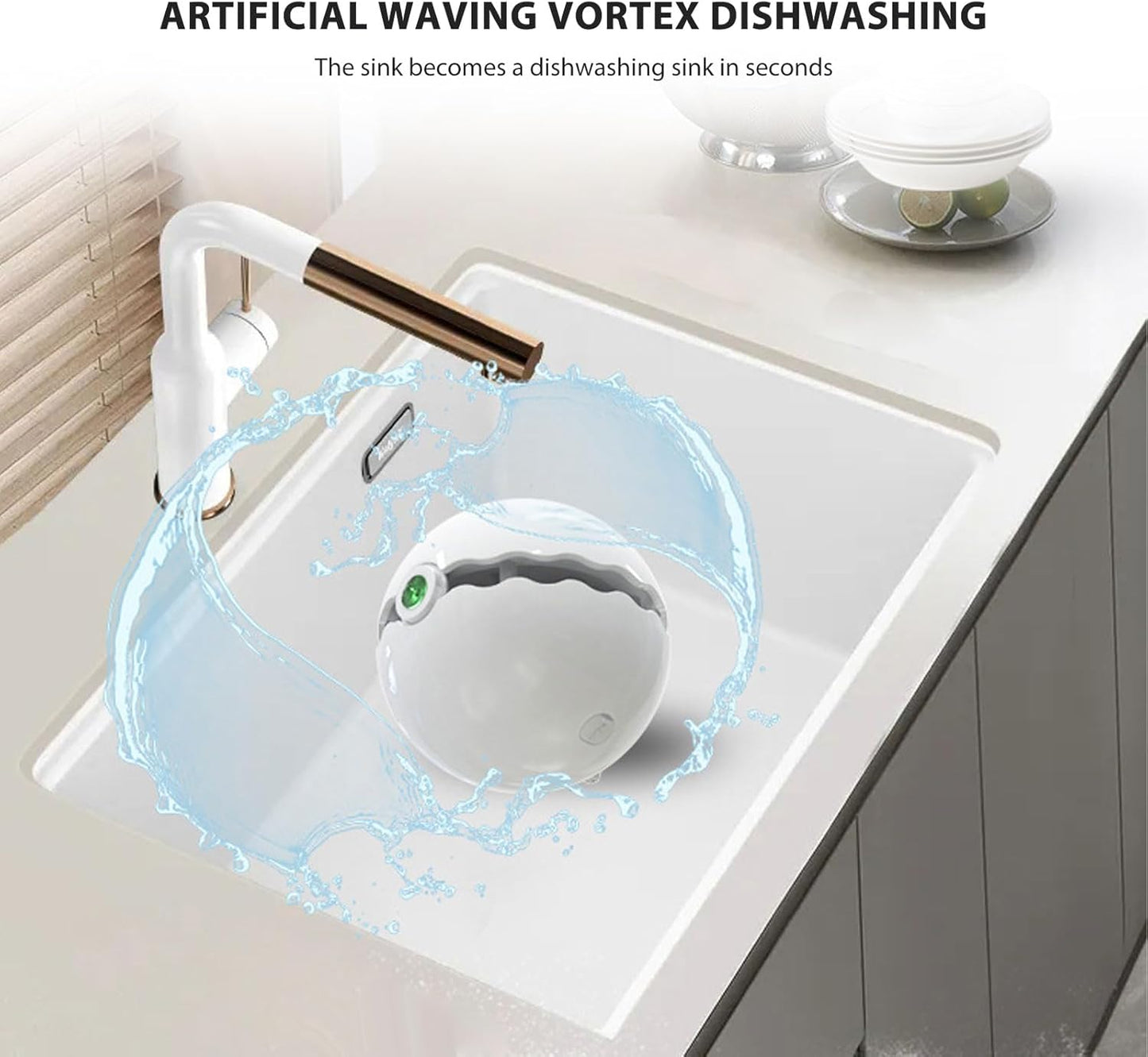 Compact Dishwasher, Mini Ultrasonic Turbine Washing Machine, Portable Washer with with Suction Cups for Home Travel College Room RV Apartment Use (Blue)