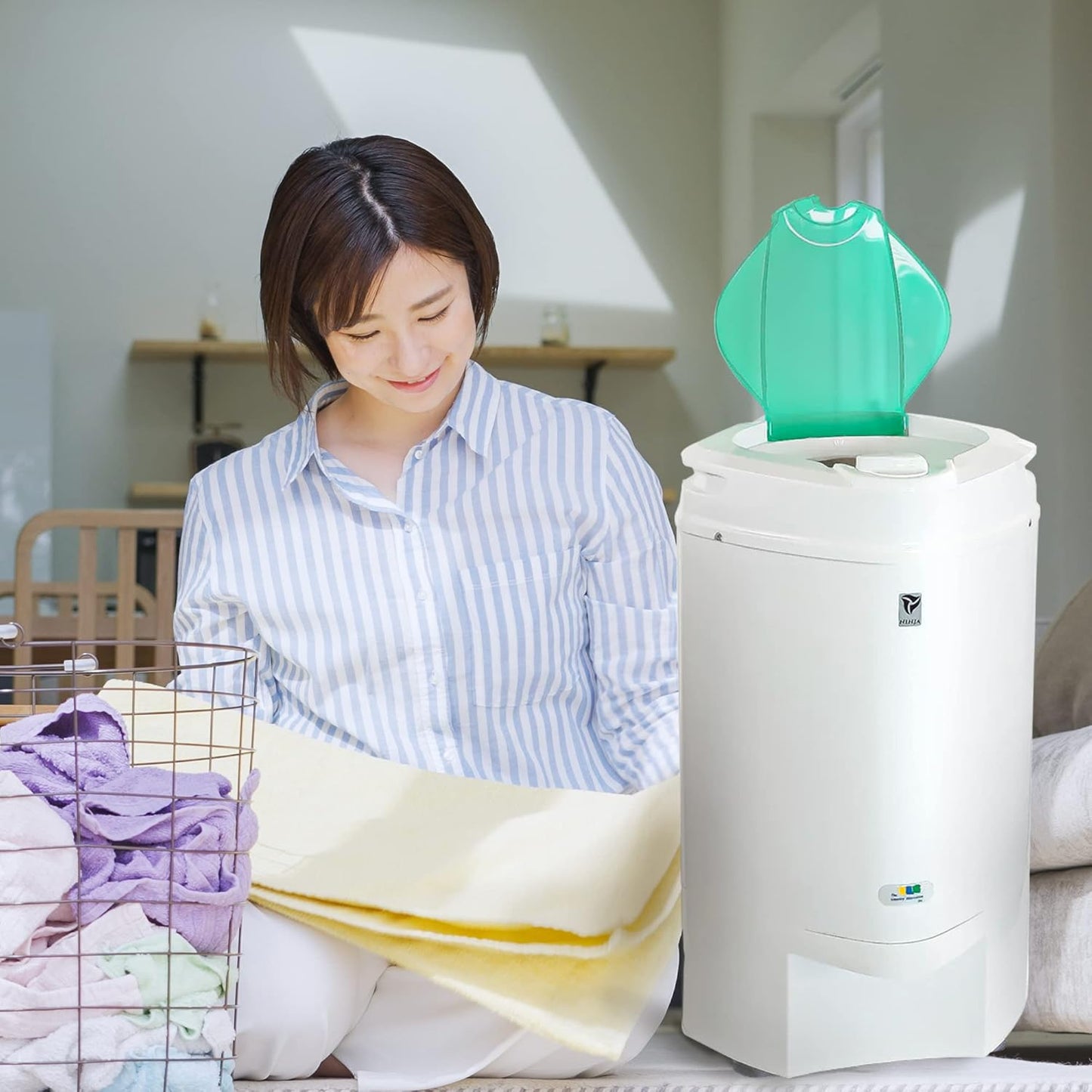 The Laundry Alternative Ninja Spin Dryer - Portable for Clothes, 3200 RPM With High Tech Suspension System - for Apartments, RV Travel - Emerald