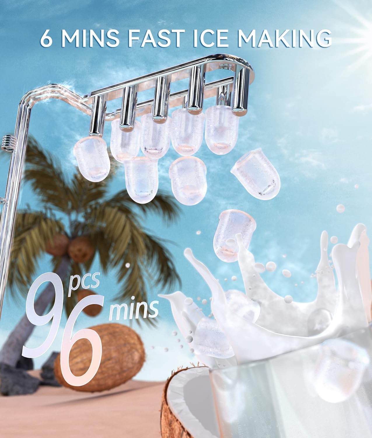 VEVOR Countertop Ice Maker, 9 Cubes Ready in 6 Mins, 26lbs in 24Hrs, Self-Cleaning Portable Ice Maker with Ice Scoop and Basket, Ice Machine with 2 Sizes Bullet Ice for Home Kitchen Office Bar Party