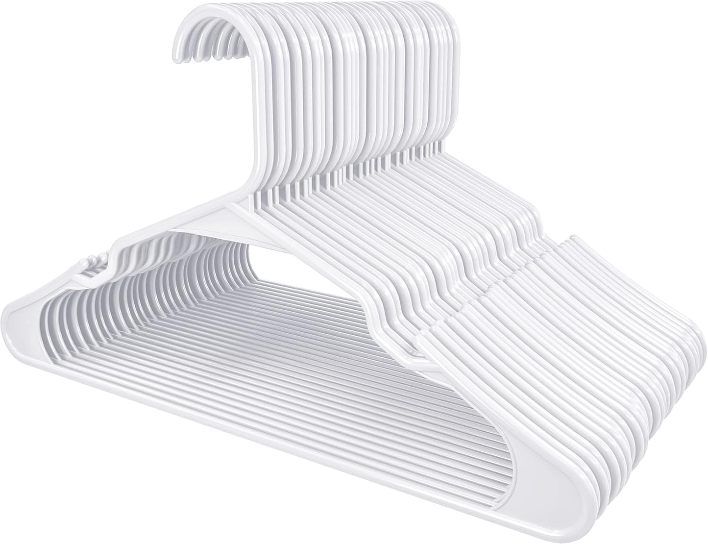 Utopia Home Plastic Hangers 50 Pack - Perfect Space Saving Clothes Hanger - Durable and Strong - Perfect Closet Organizers with Shoulder Grooves (White)