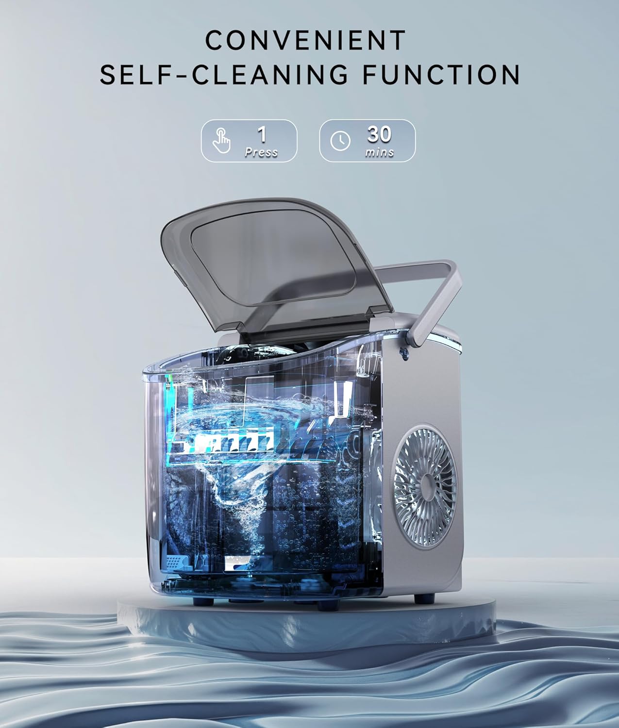 Silonn Ice Makers Countertop, 9 Cubes Ready in 6 Mins, 26lbs in 24Hrs, Self-Cleaning Ice Machine with Ice Scoop and Basket, 2 Sizes of Bullet Ice for Home Kitchen Office Bar Party, Red