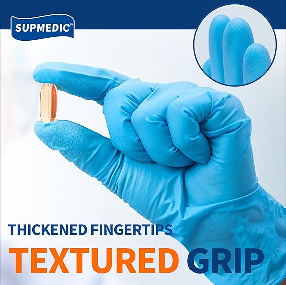 3.5 Mil Nitrile Exam Gloves, 100 Count - Powder-Free Latex-Free Disposable Glove for Medical Cooking Food Prep, Blue