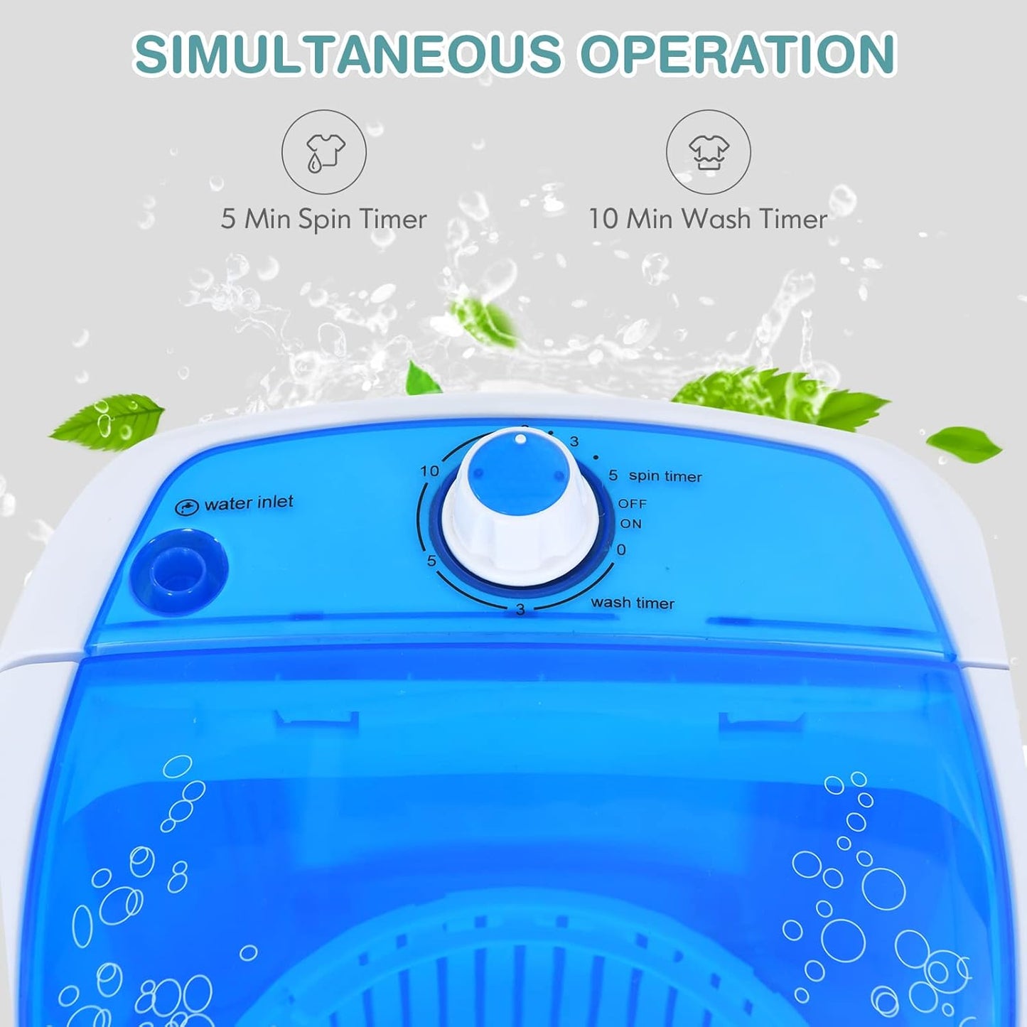Giantex GX24977-PE, Mini Washer and Spinner Combo, 5.5lbs, Semi-automatic Compact Laundry Apartment Dorm RV Portable Washing Machine, 5.5 LBS Capacity