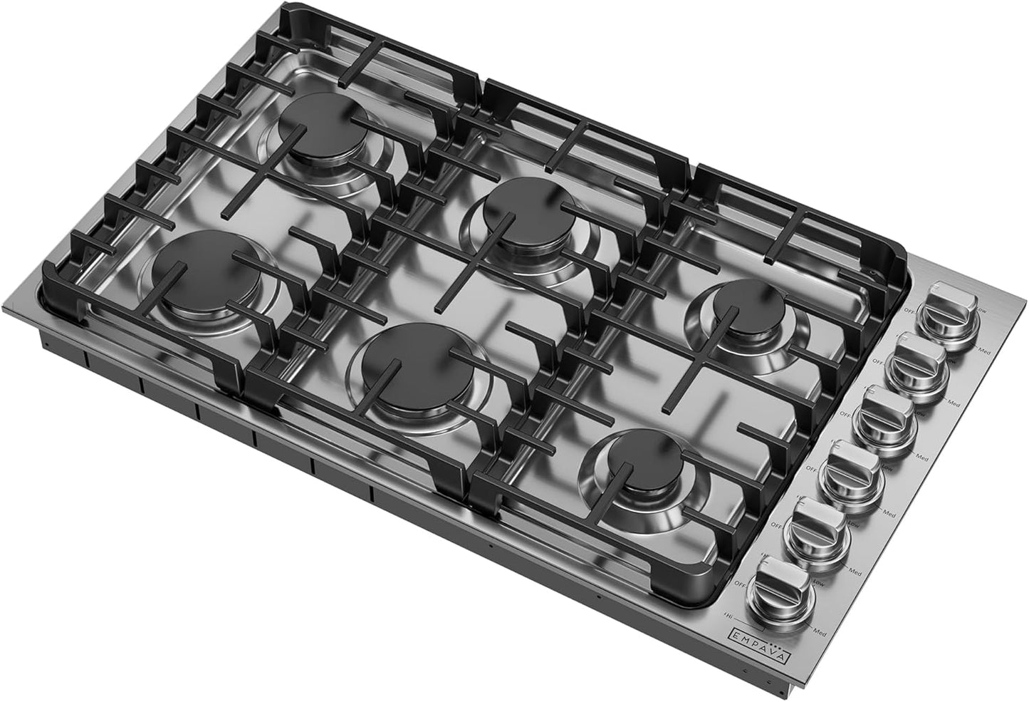 Empava 36 in. Gas Stove Cooktop 5 Italy Sabaf Sealed Burners NG/LPG Convertible in Stainless Steel, 36in