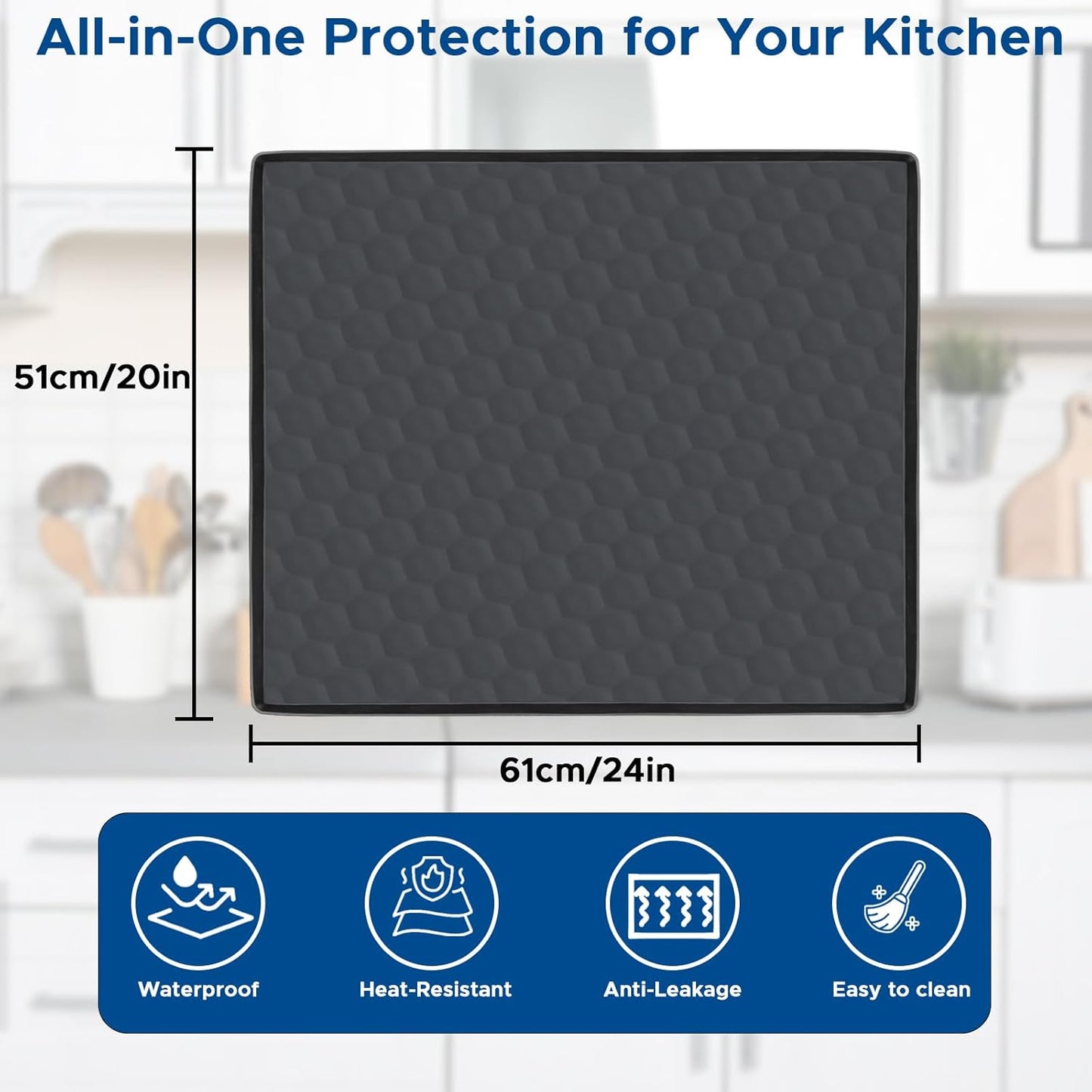 Dishwasher Drain Pan Mat with Raised Edge 24''x20'',Non-Slip Silicone Dishwashers Drain Pan Floor Mat,Anti-Leakage Dish washer Tray for Mini Dish washers,Small Kitchen Countertop Appliance