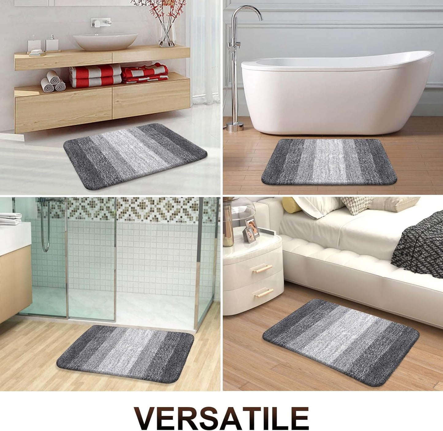 OLANLY Bathroom Rugs Mat 30x20, Extra Soft Absorbent Microfiber Bath Rugs, Rubber Backing, Quick Dry, Machine Washable Bath Mats for Bathroom Floor, Tub, Shower and Home Decor Accessories, Grey
