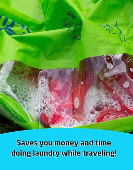 Scrubba Wash Bag Portable Washing Machine - Lightweight Manual Washing Machine for Travel, Camping, Laundry, Baby Clothes - Travel Essentials, Gift - use with Laundry Detergent/Sheets - 5.3 oz.