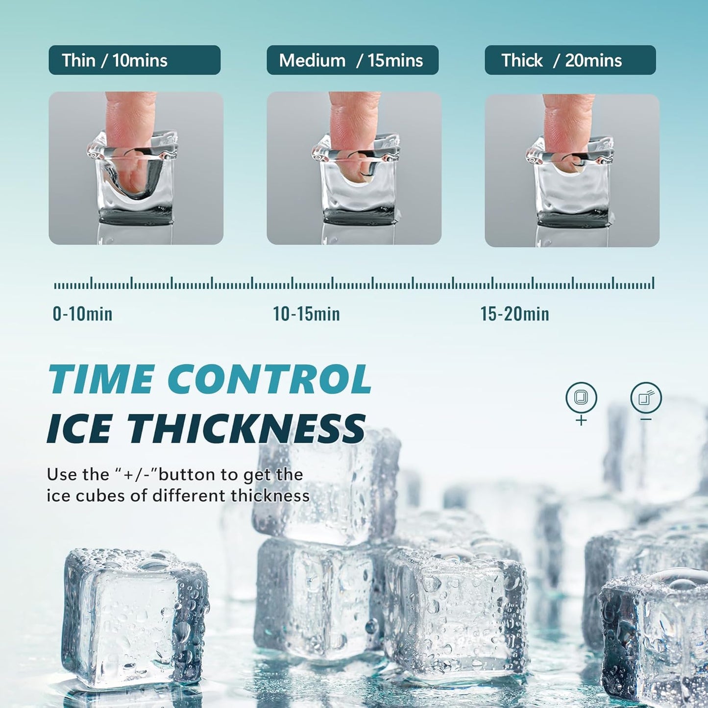Silonn Ice Makers Countertop, 9 Cubes Ready in 6 Mins, 26lbs in 24Hrs, Self-Cleaning Ice Machine with Ice Scoop and Basket, 2 Sizes of Bullet Ice for Home Kitchen Office Party