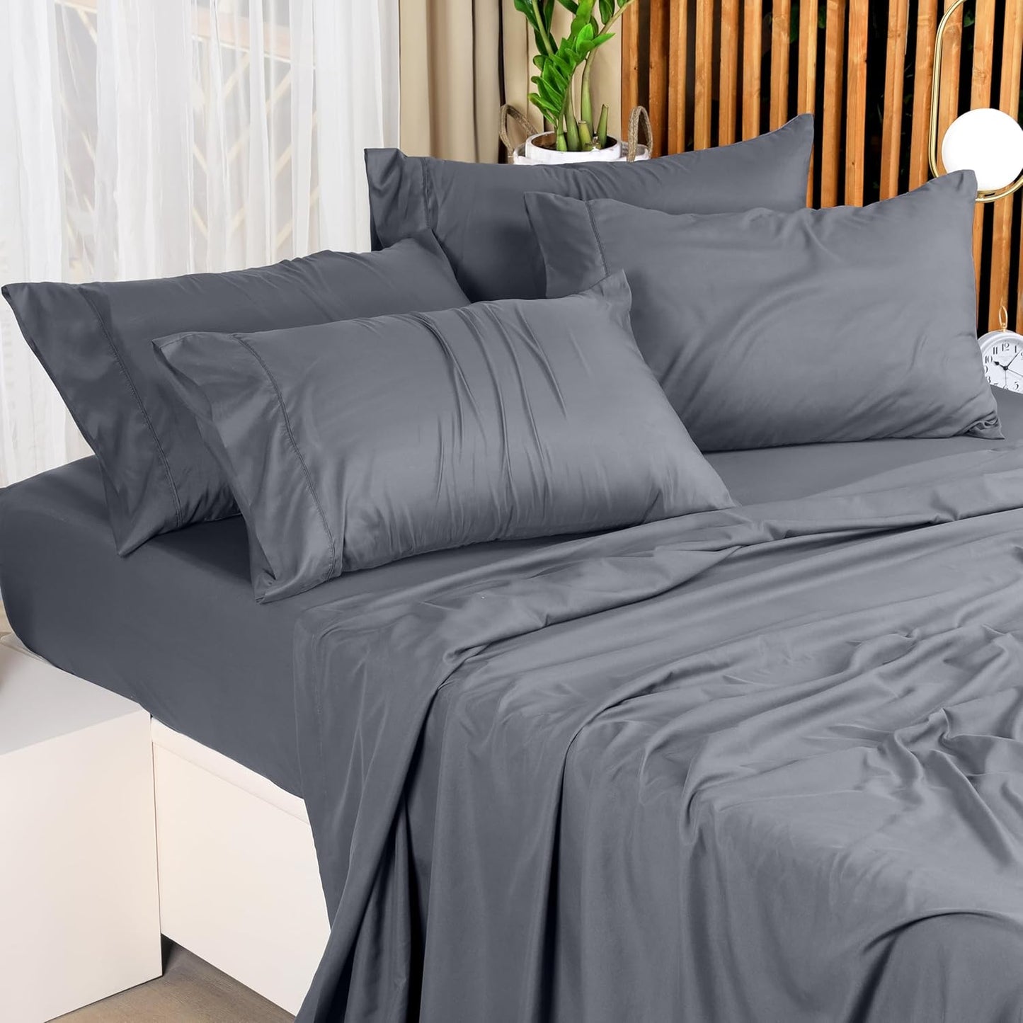Utopia Bedding Queen Bed Sheets Set - 4 Piece Bedding - Brushed Microfiber 100% Polyester - Shrinkage and Fade Resistant - Easy Care (Queen, Grey)