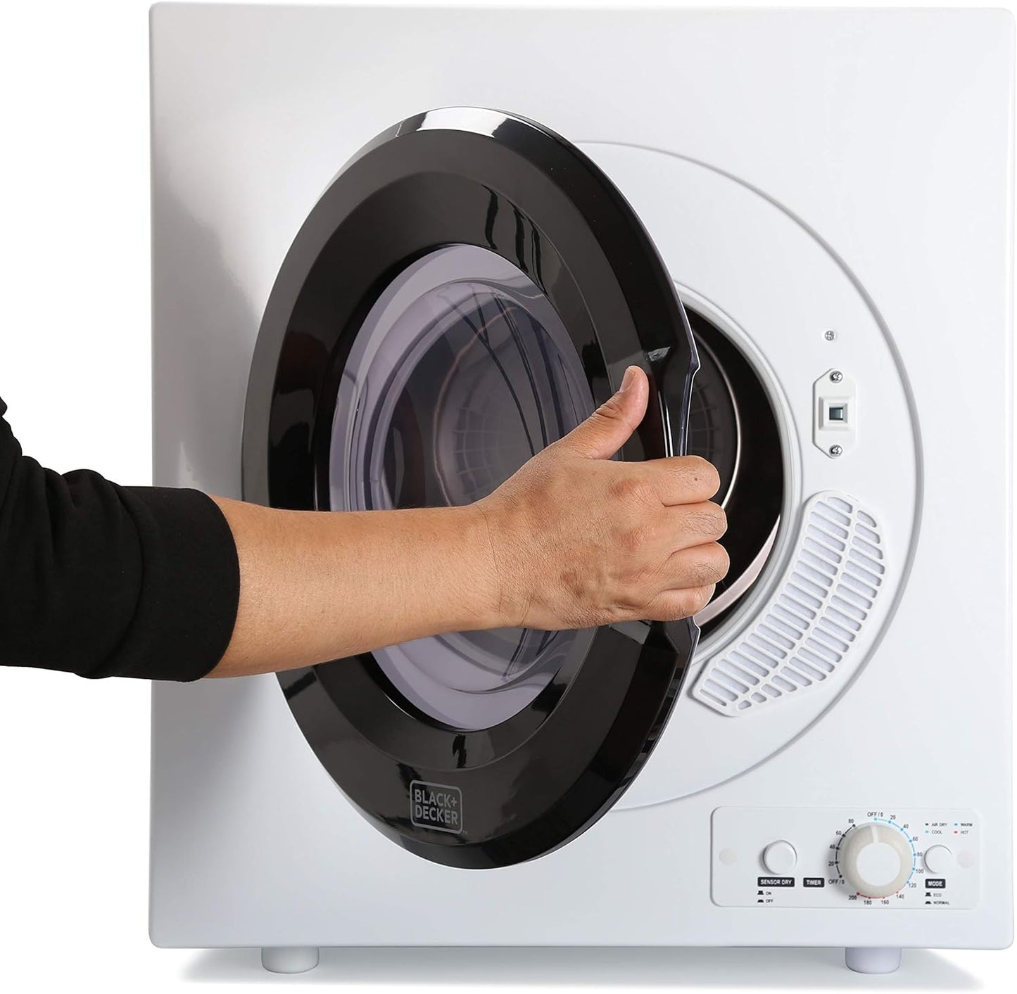 BLACK+DECKER BCED26 Compact Dryer for Standard Wall Outlet, Small, 5 Modes, Load Volume 8.8 lbs., White