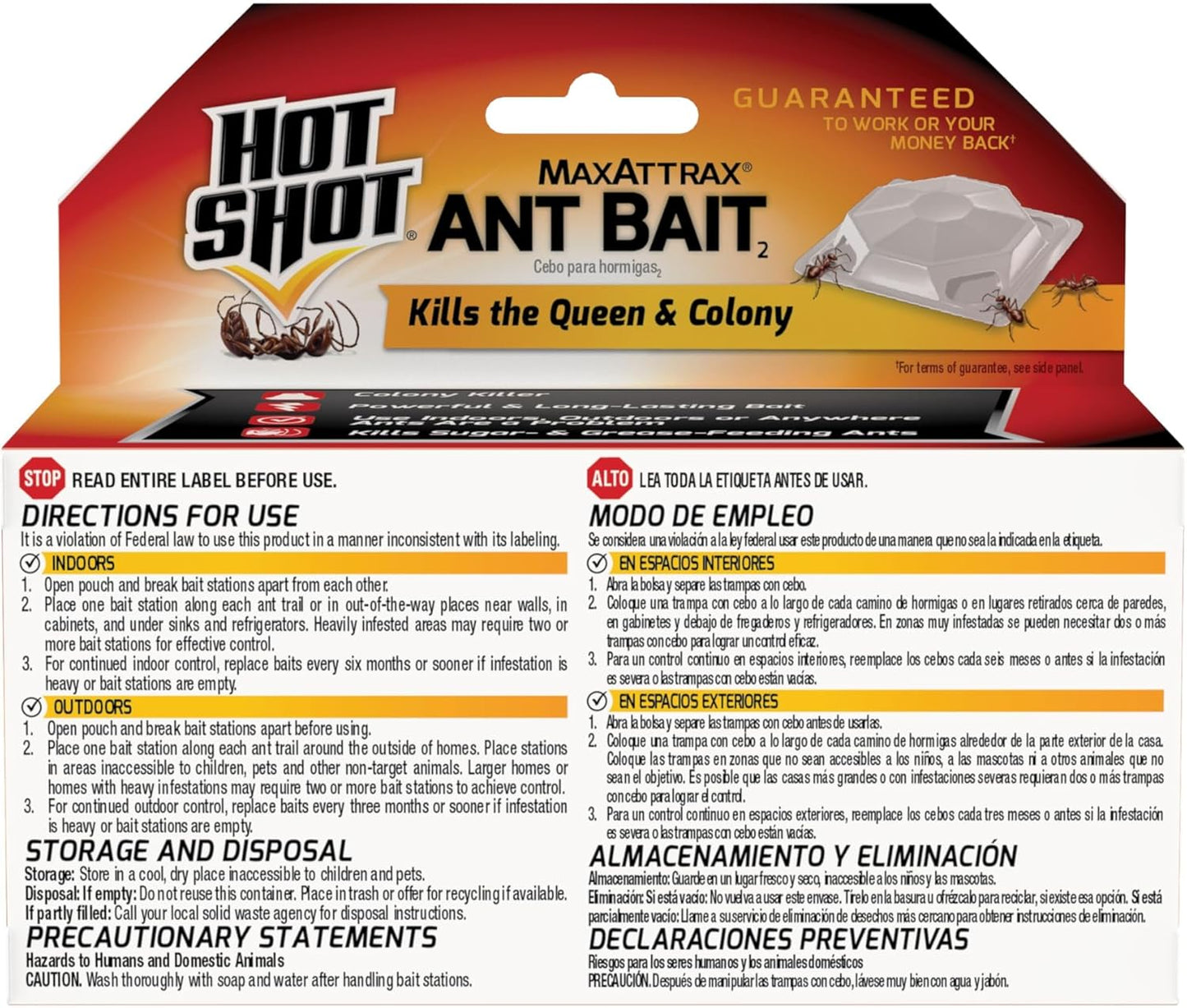 Hot Shot Ant Bait, Kills the Queen and Colony, Works for 6 months, Pack of 1, 8 Count