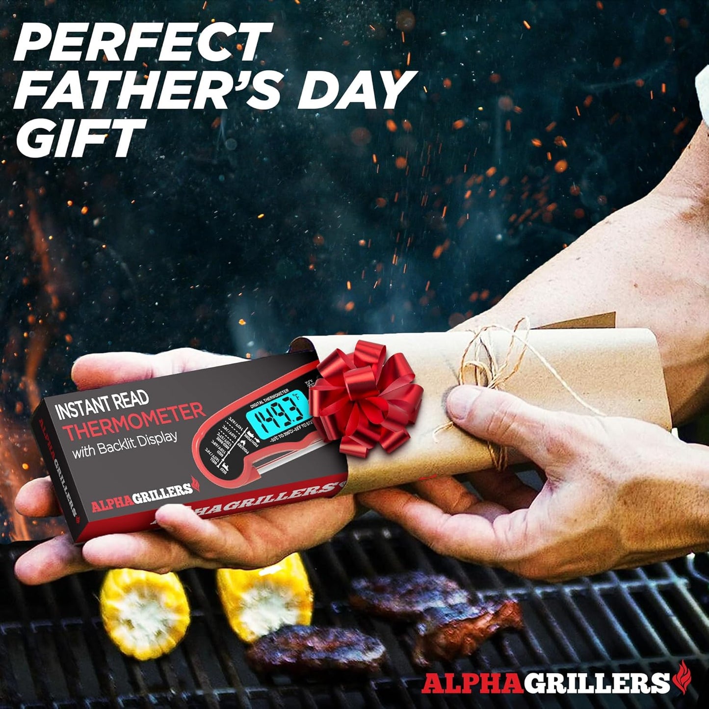 Alpha Grillers Meat Thermometer Digital - Instant Read Food Thermometer for Cooking Grilling Air Fryer Griddle Probe Kitchen Gadgets Essentials BBQ Accessories Grill Gifts for Men Him Dad Fathers Day