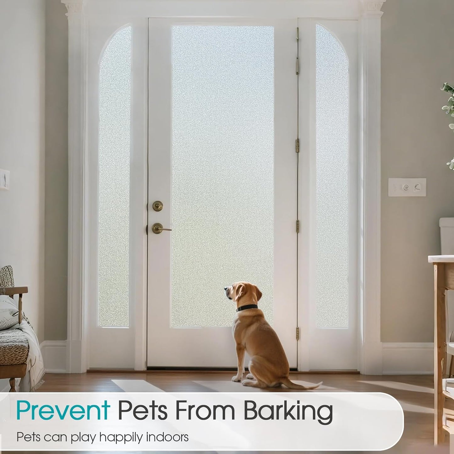 Coavas Window Privacy Film Frosted Glass Static Cling UV Sun Blocking Heat Control Window Tint Day and Night Insulation Home Bathroom Door Decorative Frosting Cover, 17.5 x 78.7 Inch, Pure