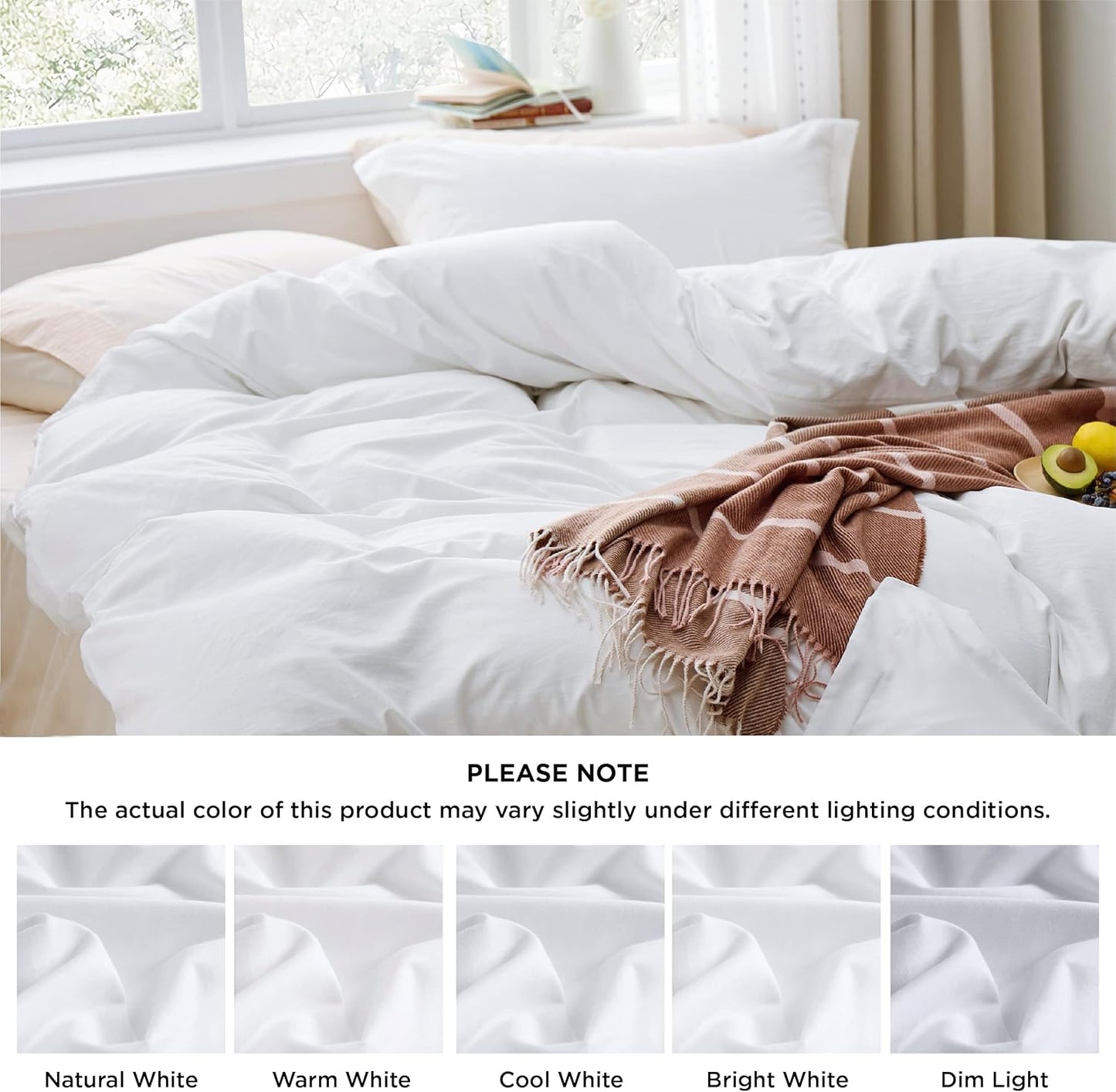 Bedsure White Duvet Cover Queen Size - 3 Pieces Prewashed Extra Soft Bedding Set, Includes 1 Duvet Cover 90x90 Inches with Zipper Closure & 2 Pillow Shams, Comforter Not Included