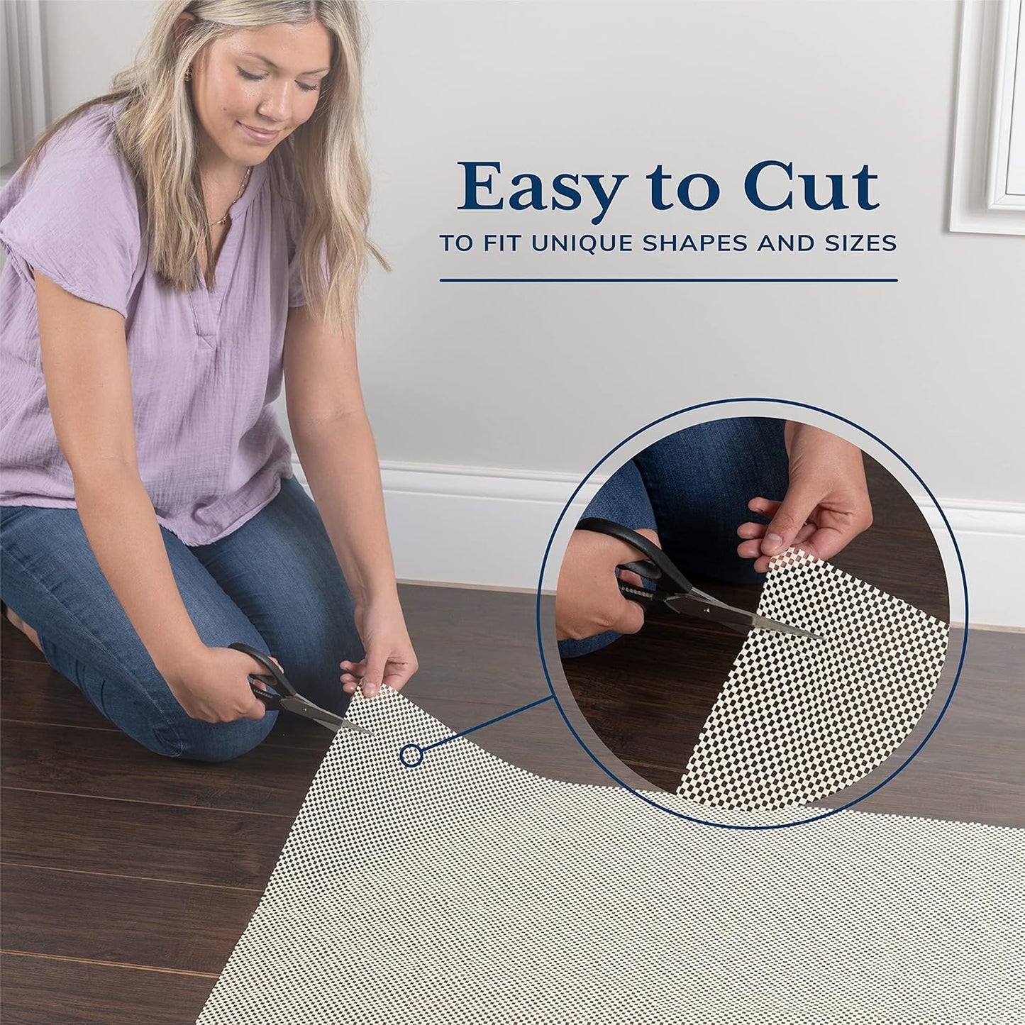 Veken Rug Gripper Pad for Hardwood Floors, Non Slip Rug Pads for Area Rugs, Thick Rug Grippers for Tile Floors, Under Carpet Anti Skid Mat, Keep Your Rugs Safe and in Place, 2x3 Ft