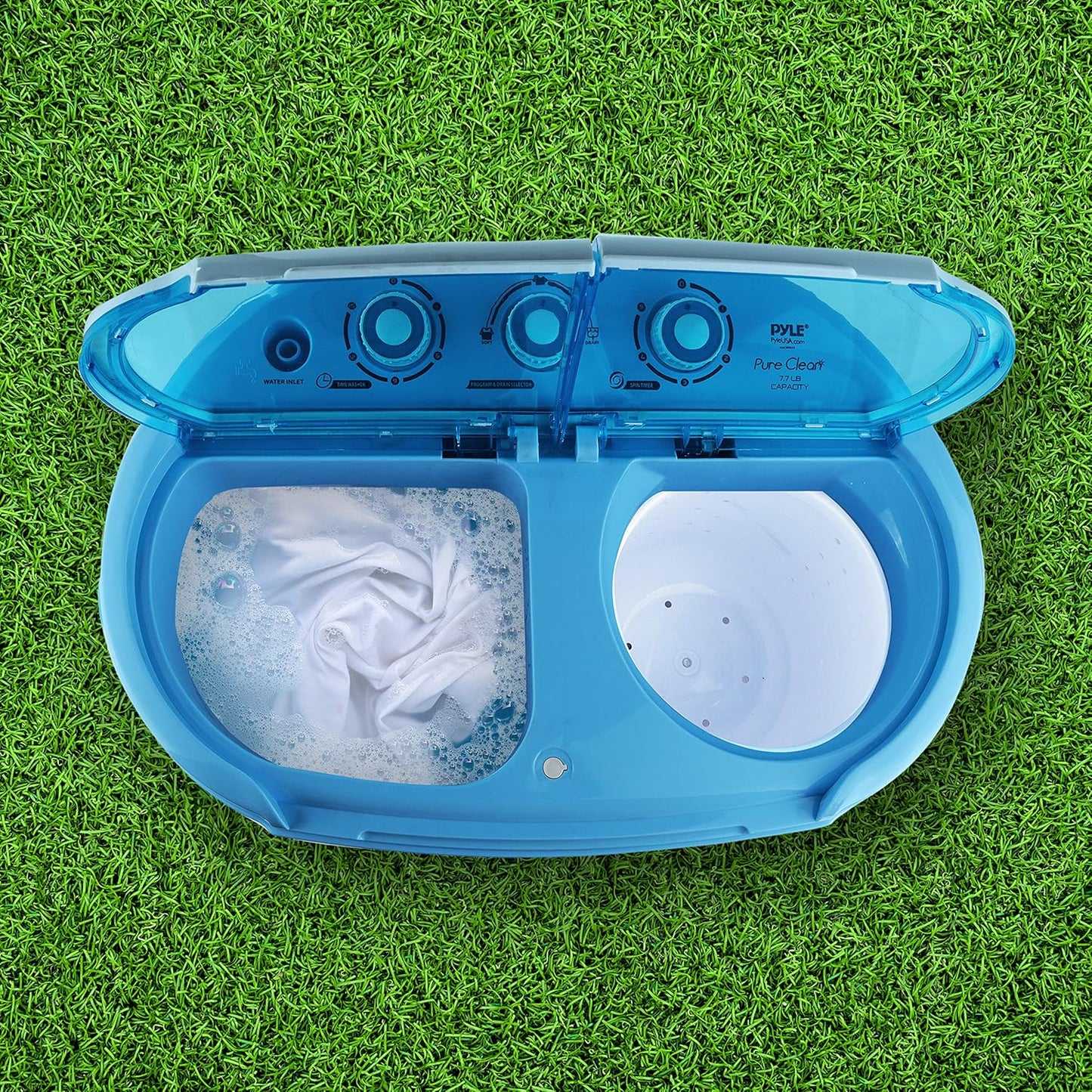 Pyle Portable 2-in-1 Washing Machine&Spin-Dryer-Convenient Top-Loading Easy Access,Energy&Water Efficient Design,Ideal for Smaller Loads-No Special Parts or Plumbing Required-2 FT Drainage Hose